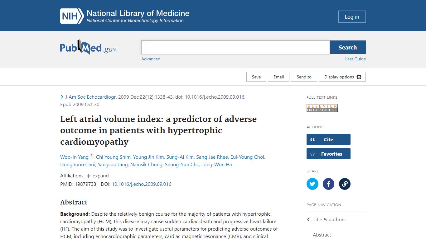 Left atrial volume index: a predictor of adverse outcome in patients ...