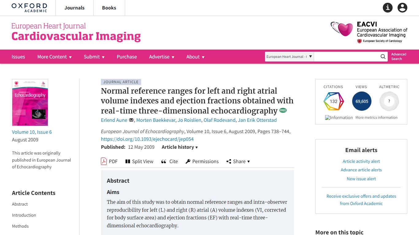 Normal reference ranges for left and right atrial volume indexes and ...