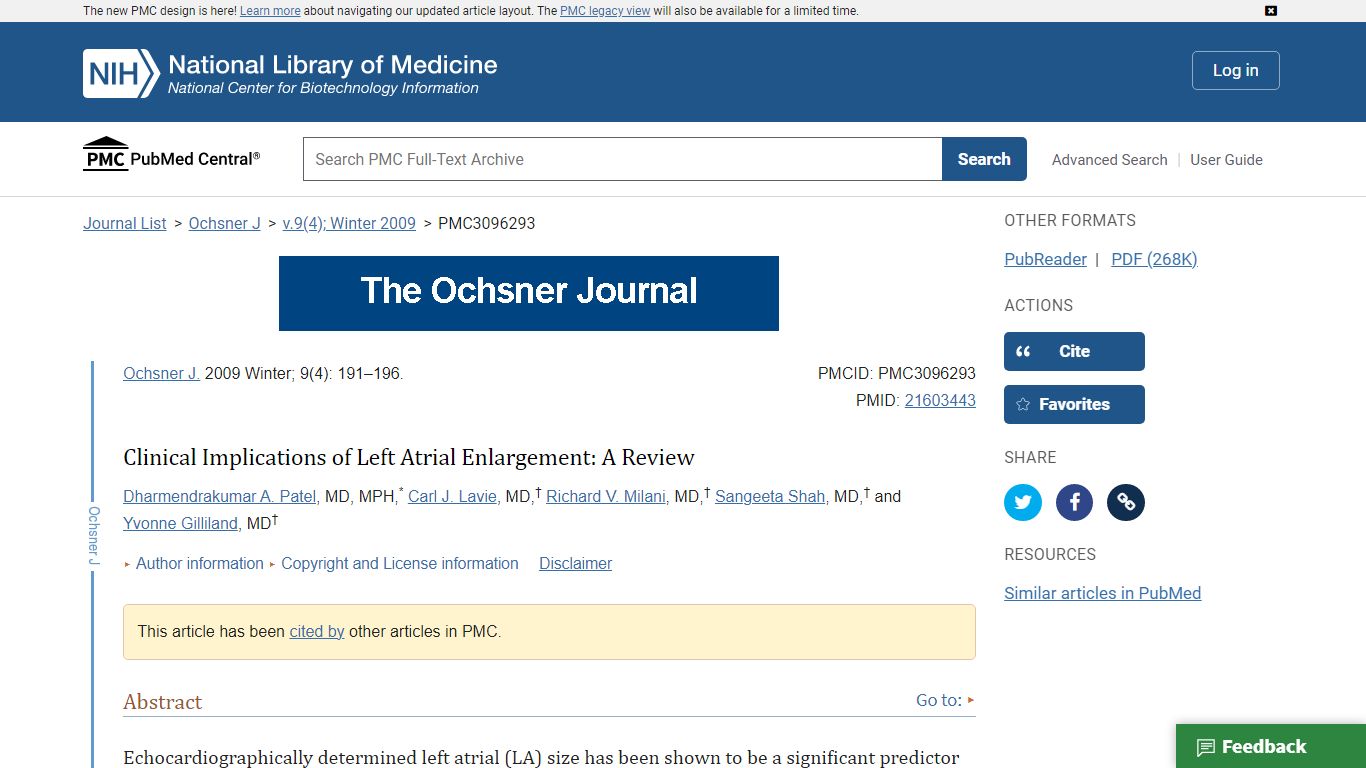 Clinical Implications of Left Atrial Enlargement: A Review - PMC